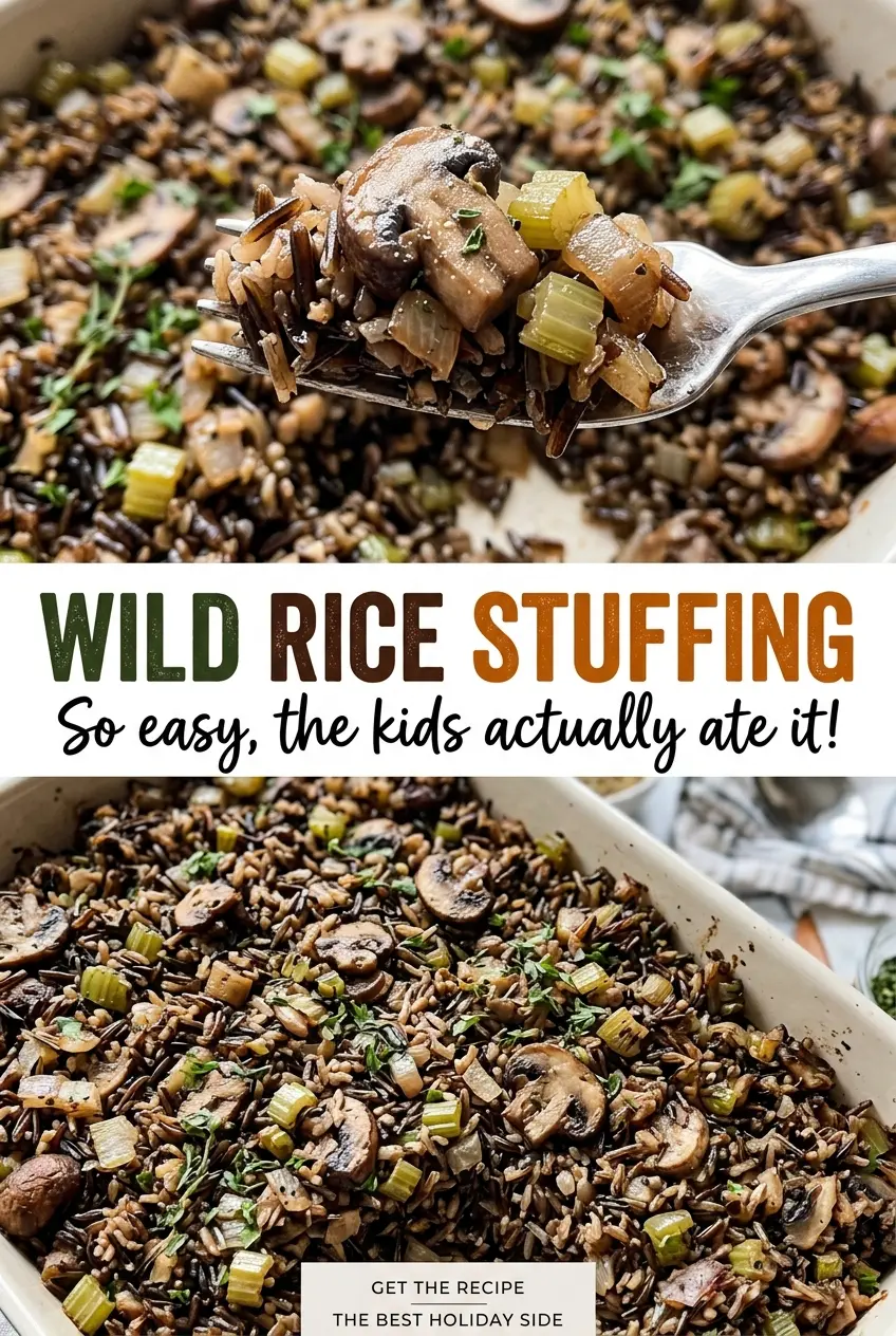 Wild Rice Stuffing with tender rice and golden top